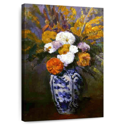 Dahlias dans un vase de Delft
