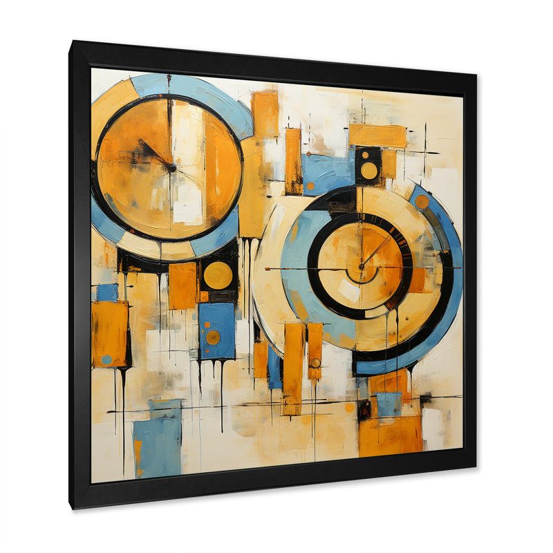 «Blue Supreme Abstract Realms II», reproduction d'art murale abstraite, H 30 po x l 30 po x P 1,5 po, Cadre simple noir