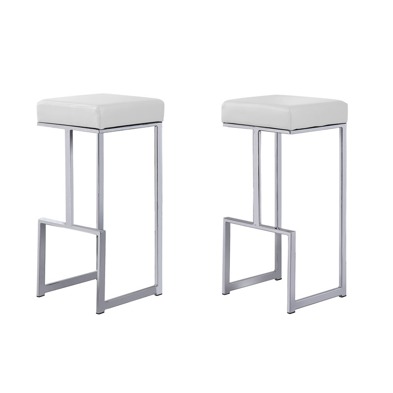 Tabouret de bar et de comptoir Jochebed, Blanc, Argent, Tabouret de bar (siège d'une hauteur de 31 po)