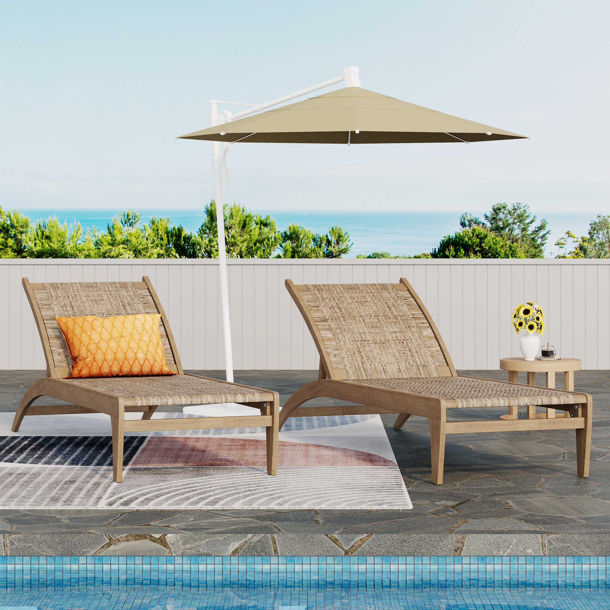 25.5'' Outdoor Wicker Chaise Lounge, 2