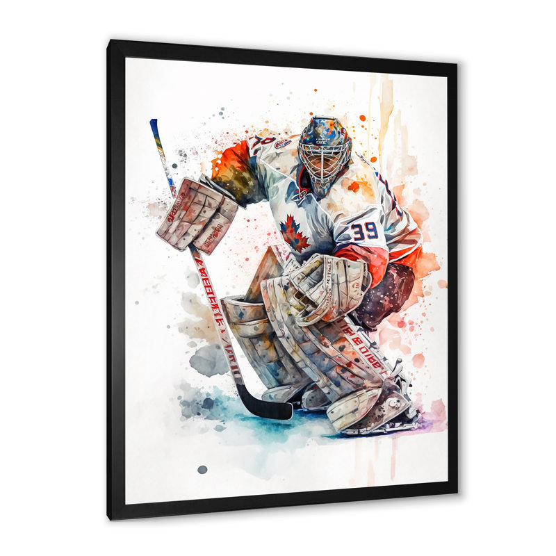 Hockey sur gazon pendant la partie I - impression sur toile, H 40 po x l 30 po x P 1,5 po, Cadre photo noir