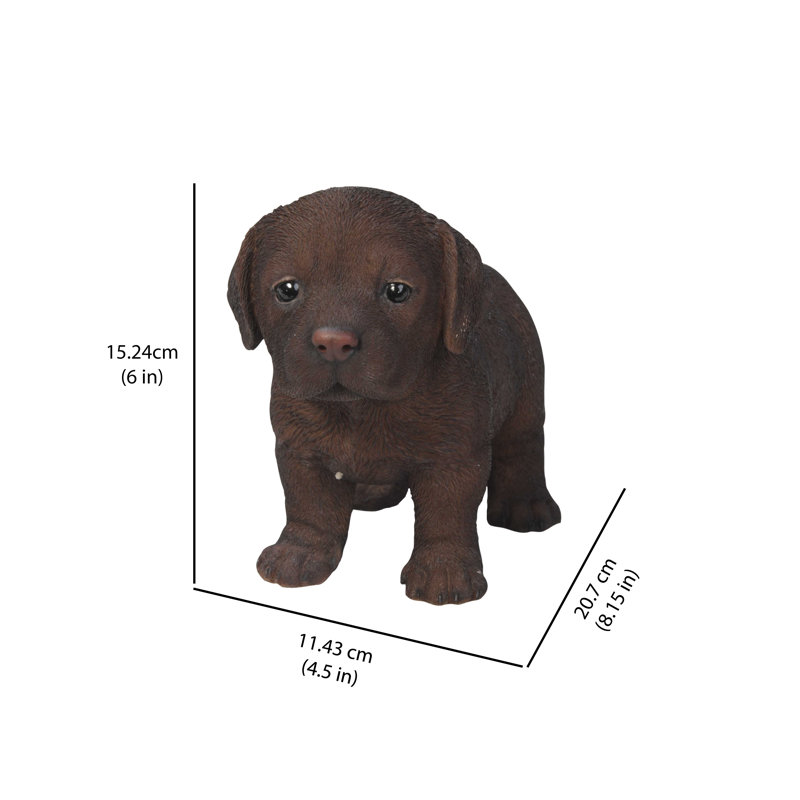 Statue chiot labrador debout, Brun