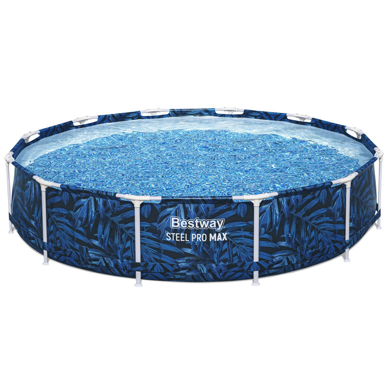 Bestway: Steel Pro MAX - Ensemble de piscine rond - Tropical 12 pi x 30 po - Hors terre, fabrication Tritech, pompe de filtration, structure en acier, assemblage par clic