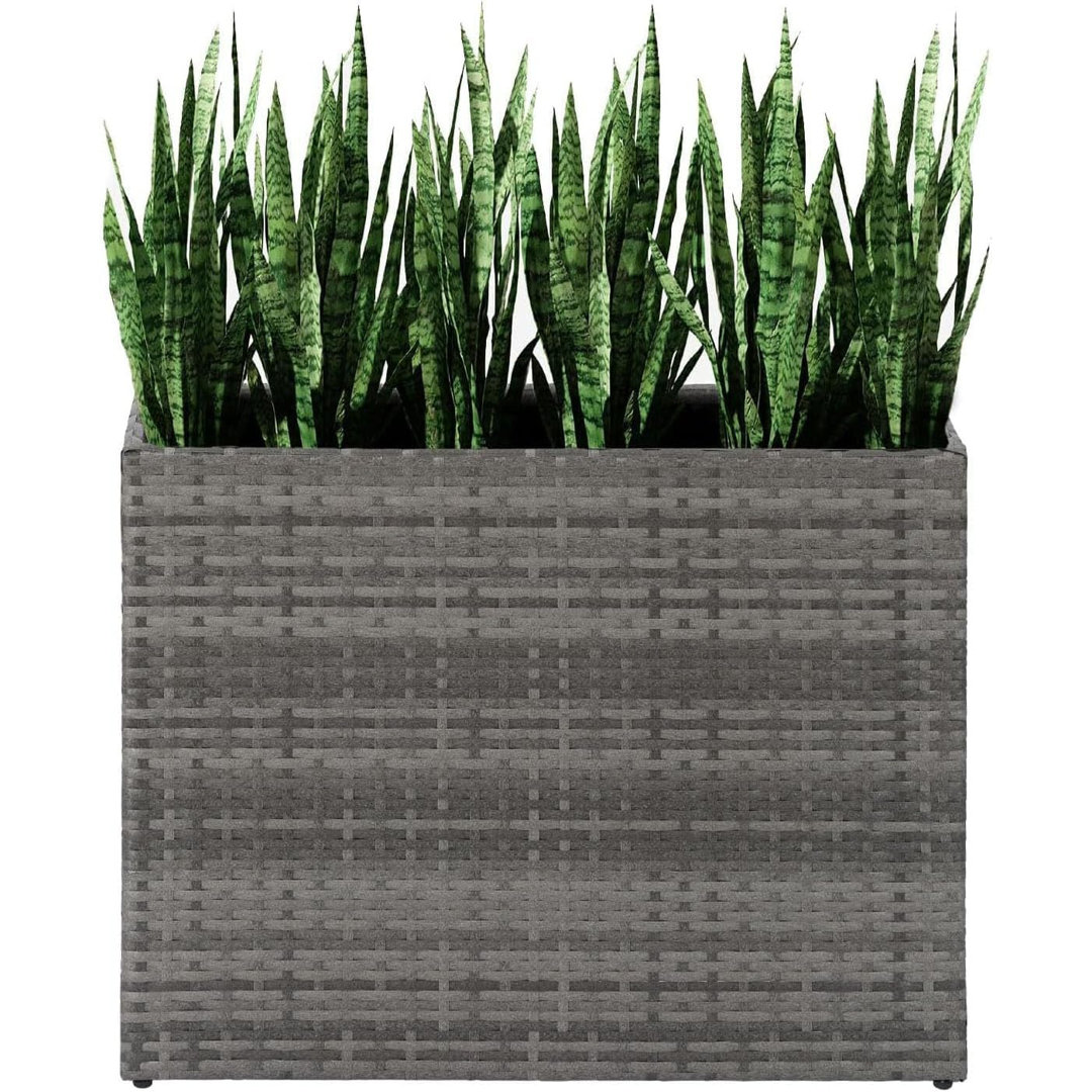 Tall Rectangular Wicker Planter 81Cm Rattan Style Plant Pot With Liner Indoor Outdoor Garden Patio Balcony Flower Box Grey