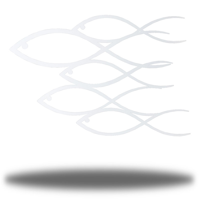 Décoration murale poisson abstrait, Blanc, H 36 po x l 36 po x P 0,01 po