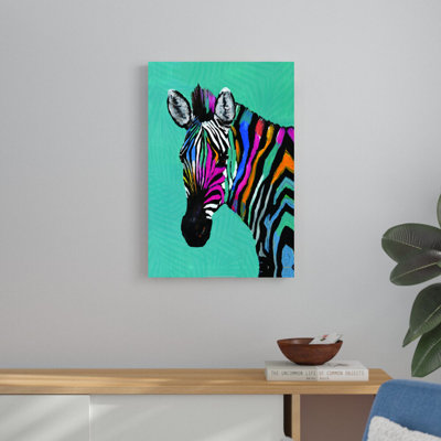Zèbre coloré - peinture sur toile tendue
