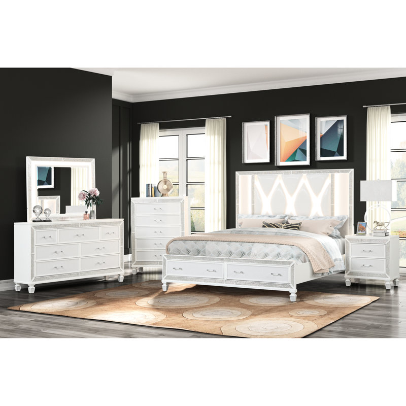 Table de chevet moderne en bois blanc 2 avec tiroirs spacieux pour la chambre à coucher
