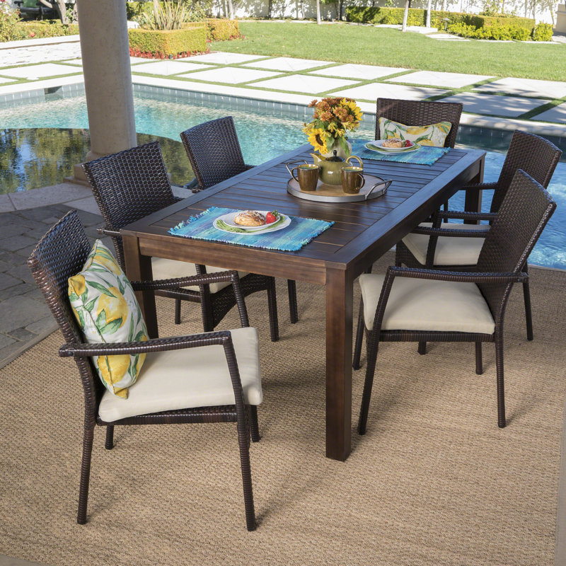 Aaruhi Rectangular 6 - Person 69'' Long Dining Set with Cushions