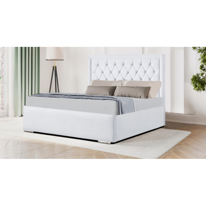 Barbla Upholstered Bed, Double (4'6), White