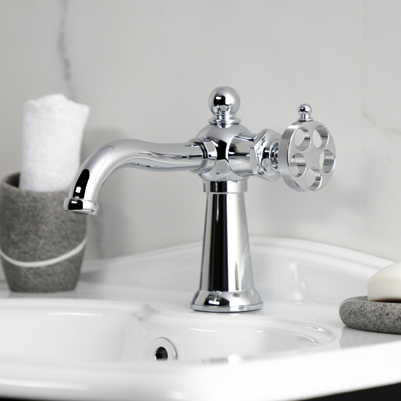Robinet de salle de bain monotrou avec drain Wendell, Chrome poli