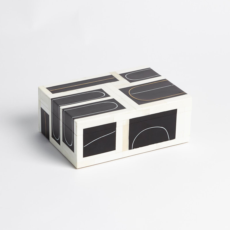 Black and White Geometric Polyresin Decorative Box