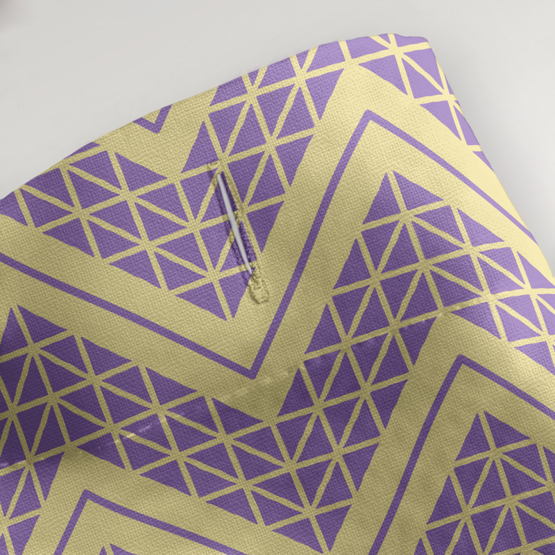 Rideau de douche simple à chevrons à la main classic, Jaune / Mauve