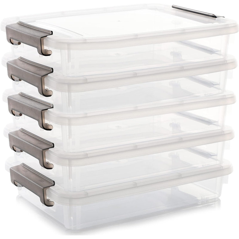 Boîte en plastique A4 avec couvercle à loquet transparent (lot de 5)