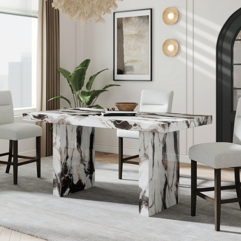 Table de salle à manger Cavira, 36" H x 72" W x 39" D, Plywood / Laminate Board, Off White