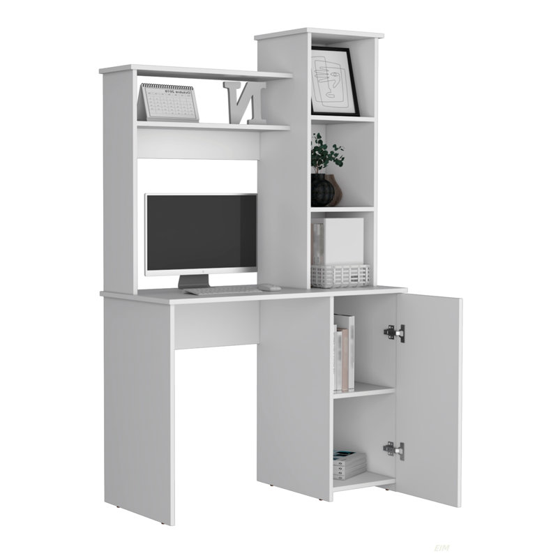 Bureau d'ordinateur Dumas, Bureau (Bureau), H 64,16 po x l 17,66 po x P 38,73 po, Blanc