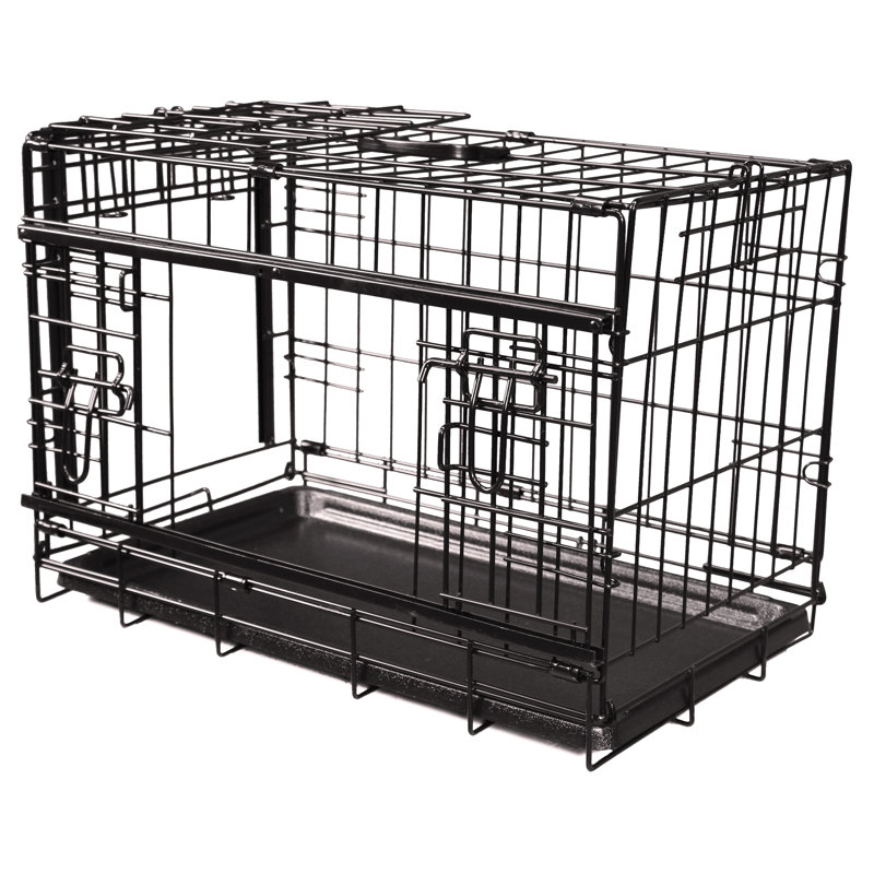 Steel Collapsible Pet Crate with 2 Doors, Small (16" H x 13" W x 22" D)