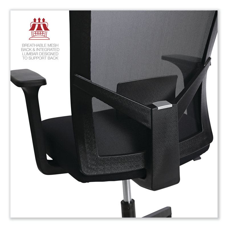 Black Mesh and Fabric Adjustable Task Chair with Fixed Arms