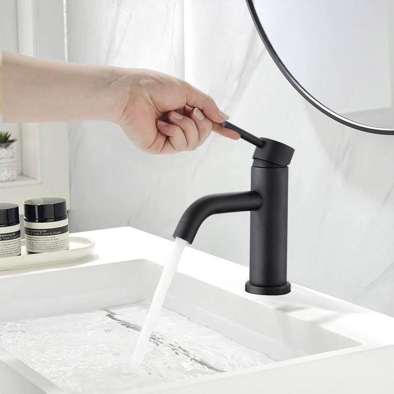 Single Hole Bathroom Faucet, Matte Black, Without Drain Assembly