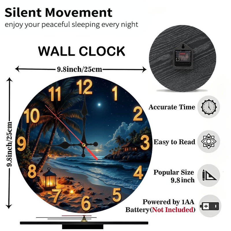 Horloge murale plage tropicale