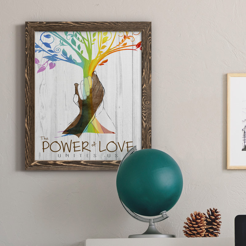 «Power of Love», reproduction sur toile encadrée, Encadré de bois de noyer, H 20 po x l 17 po x P 1,5 po