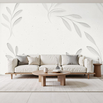 Papier peint adhésif mural délicat gris clair délicat Boho 100 x H 144 po x 100 po Boho