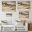 Golden Mountain Aurora Over The Marble - Décoration murale paysage abstrait sur bois de pin naturel-172877406