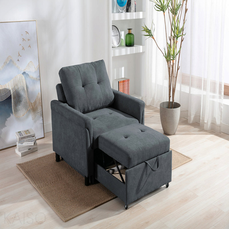 Fauteuil convertible 35 po gris foncé tissé