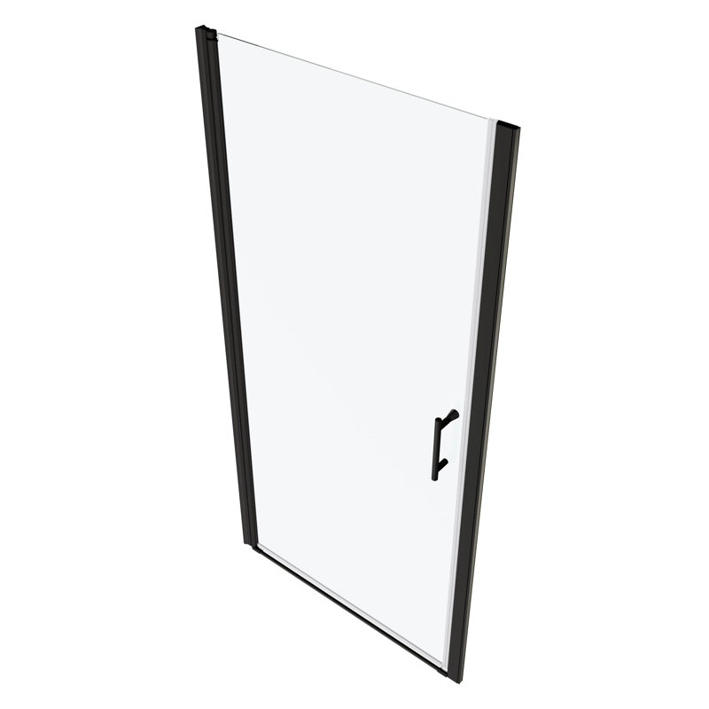 Porte de douche à pivot de qualité avec verre trempé 1/4 po - noir mat