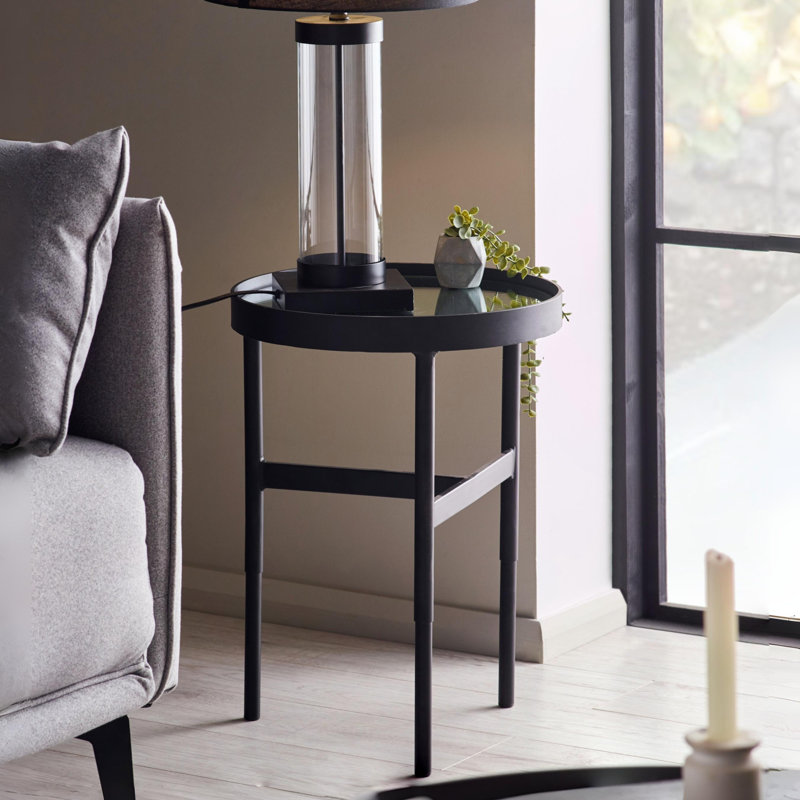 Loughman Mirror Glass Lamp Table