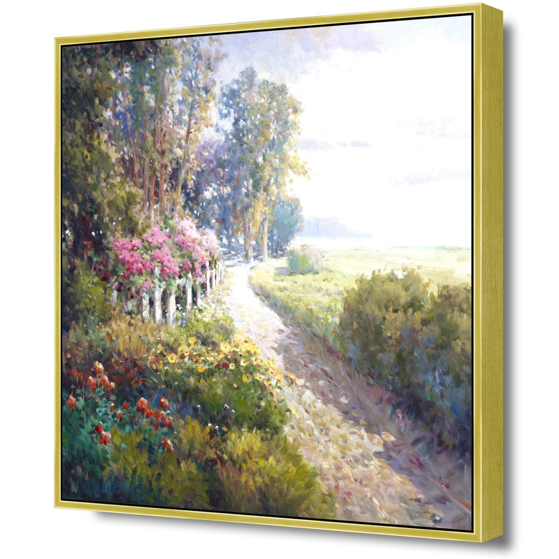 Morning Along The Fence Line Print, 47" H x 47" W, Gold