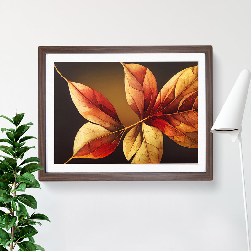 Showstopping Autumn Leaf - Framed Print, 46cm H x 64cm W x 2cm D, Walnut