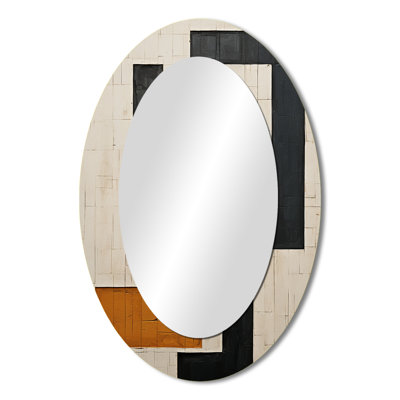 New Order Abstract Monochrome Minimalism - Black Oval Wall Mirror Decor