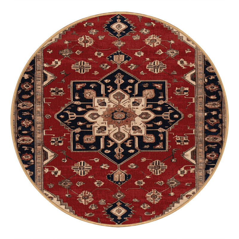 Tapis brun lavable à la machine, Rond 3 pi