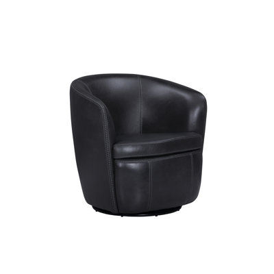 Crandell Top Grain 100% Genuine Italian Leather Swivel Barrel Chair