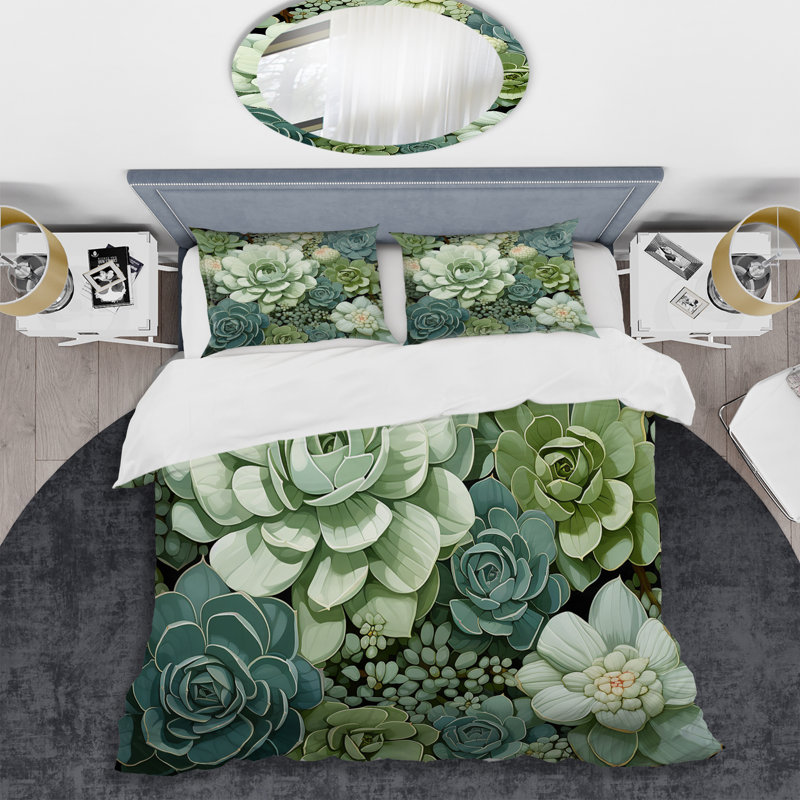 Ensemble de housse de couette Green Succulents Flowers Serene Succulents IV - Succulent