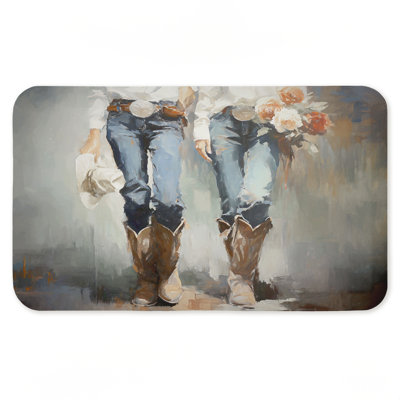 I'll Be Me Floral Cowgirl Printed Anti-Fatigue Floor Mat, design by Ramona Murdock, 30"x18"