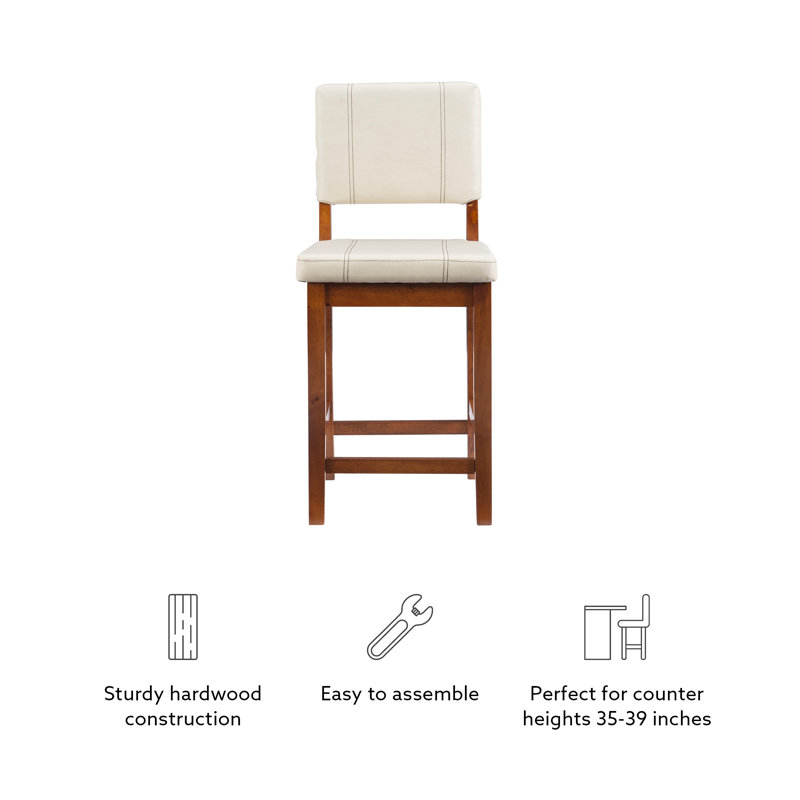 Upholstered Counter Stool with Solid Wood Frame, Counter Stool (24" Seat Height), Russet