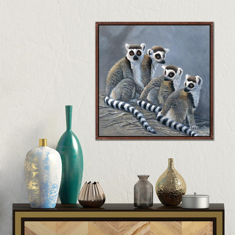 Four Monkeys by Jan Weenink - Gallery-Wrapped Canvas Giclée on Canvas, 45.72 cm H x 45.72 cm W, Classic Wood Framed