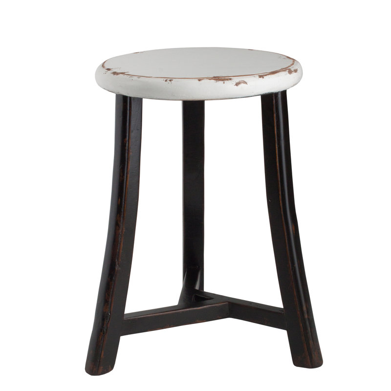 Wood Accent Stool, White