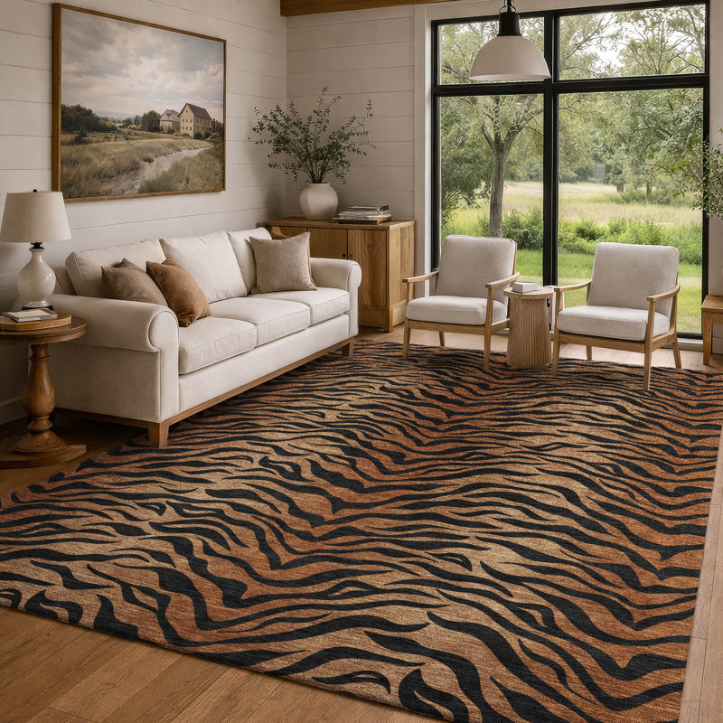 Tapis intérieur / extérieur lavable à la machine Chantille ACN2925, Rouille, 9 pi x 12 pi
