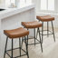 Tabouret de bar 26 po en similicuir rembourré sans dossier avec structure en métal-605070423-608381913