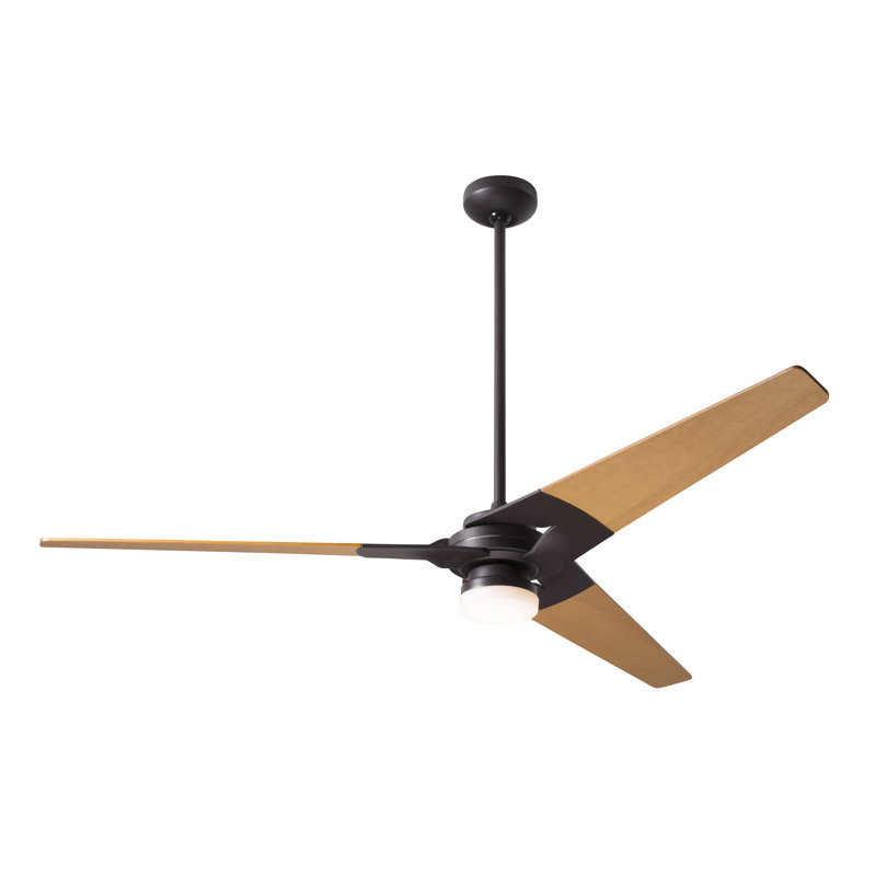 Torsion LED Downrod Ceiling Fan, Maple, Fan & Light - 2 Wire, Dark Bronze