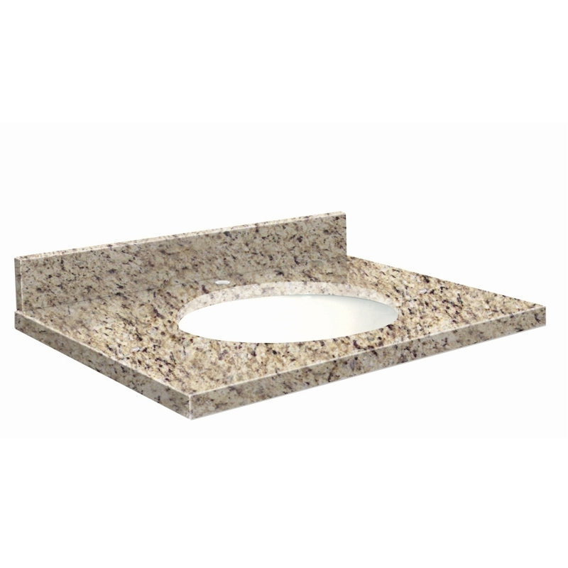 49'' Granite Single Bathroom Vanity Top with Sink, Uba Verde, Single, White