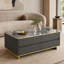 Table basse de luxe Midnight Veil - marbre bleu-vert, bois anthracite, prises intégrées et bande colorée à DEL-1757094037