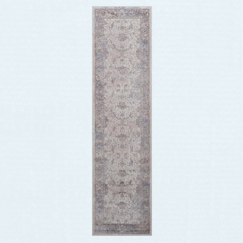 Runner Rug Synthetic Fiber Stain Resistant Non-Shedding Traditional Brown Beige Medium 2' x 8', Runner 2'2" x 8'