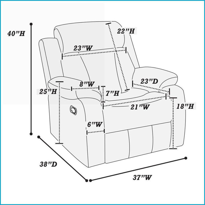 Fauteuils inclinables, fauteuil inclinable manuel avec accoudoirs coussinés & amp; Appui-tête | Brun | Cuir PU