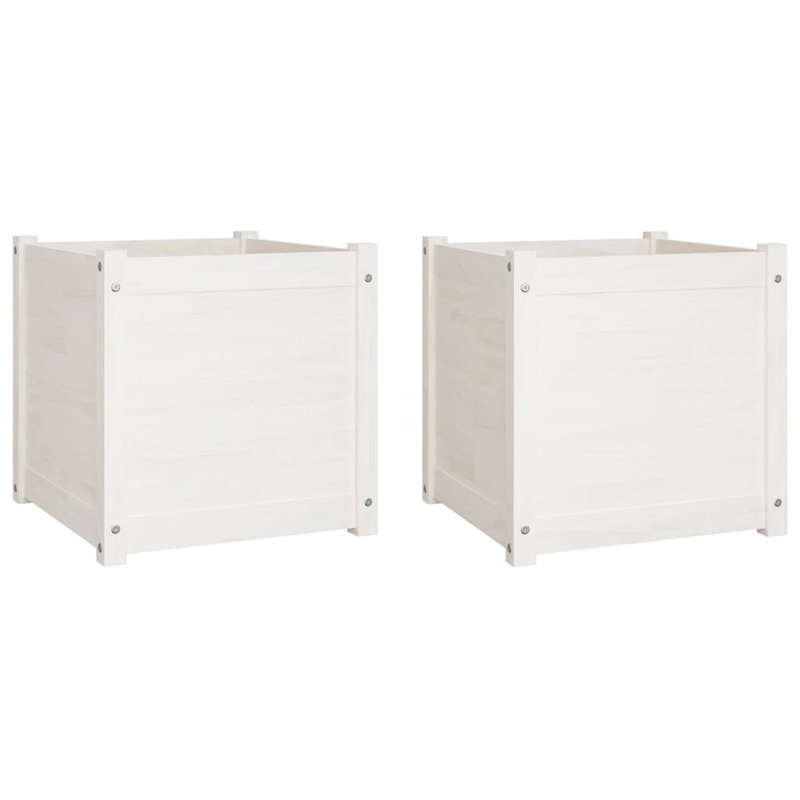 Wood Pot Planter, White, 19.7" H x 19.7" W x 19.7" D, 2