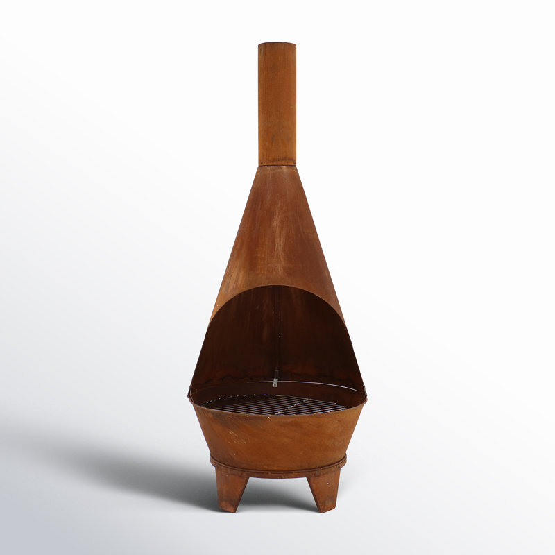 Barrow Tapered Steel Wood Burning Chimnea, 75" H x 30" W x 30" D