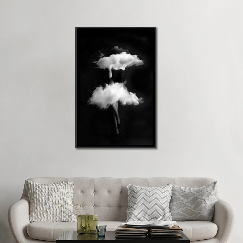 «Clouds», impression sur toile, H 26 po x l 18 po x P 1,5 po, Toile avec cadre noir, Pas de tapis