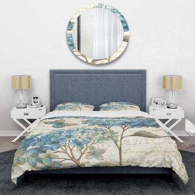 Butterfly Blue Garden II - Ensemble de housse de couette Farmhouse - Microfibre de polyester